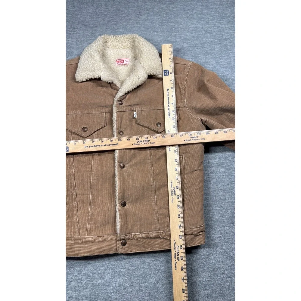 VTG Levis Jacket Adult 38 Beige Corduroy Sherpa Lined Trucker 70S Usa‎ 20x24 S/M